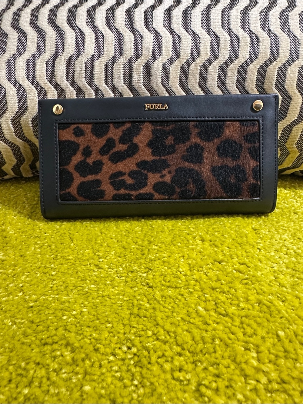 Furla Leopard Print & Leather Continental Flap Wallet